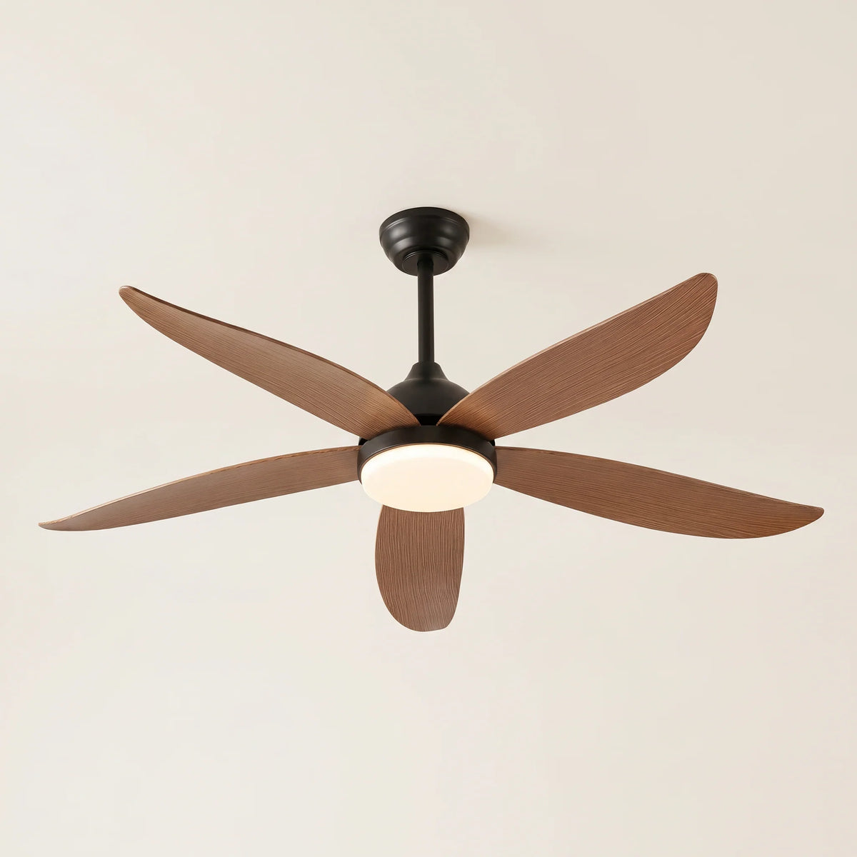 Solstice - Ventilateur 5 pales effet bois LED